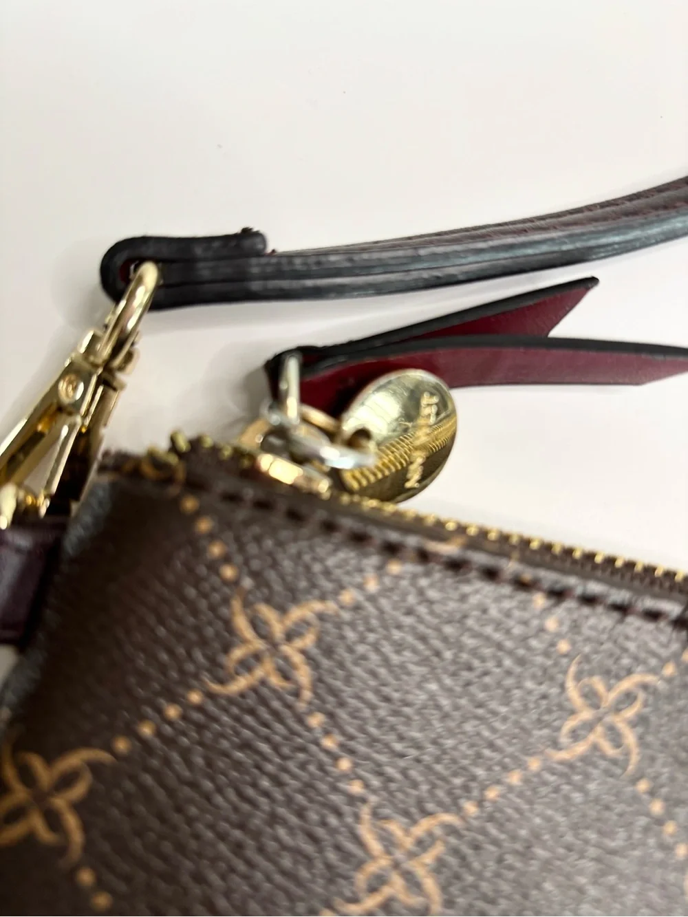 Nine West Wristlet Brown Patterned Wallet Clutch